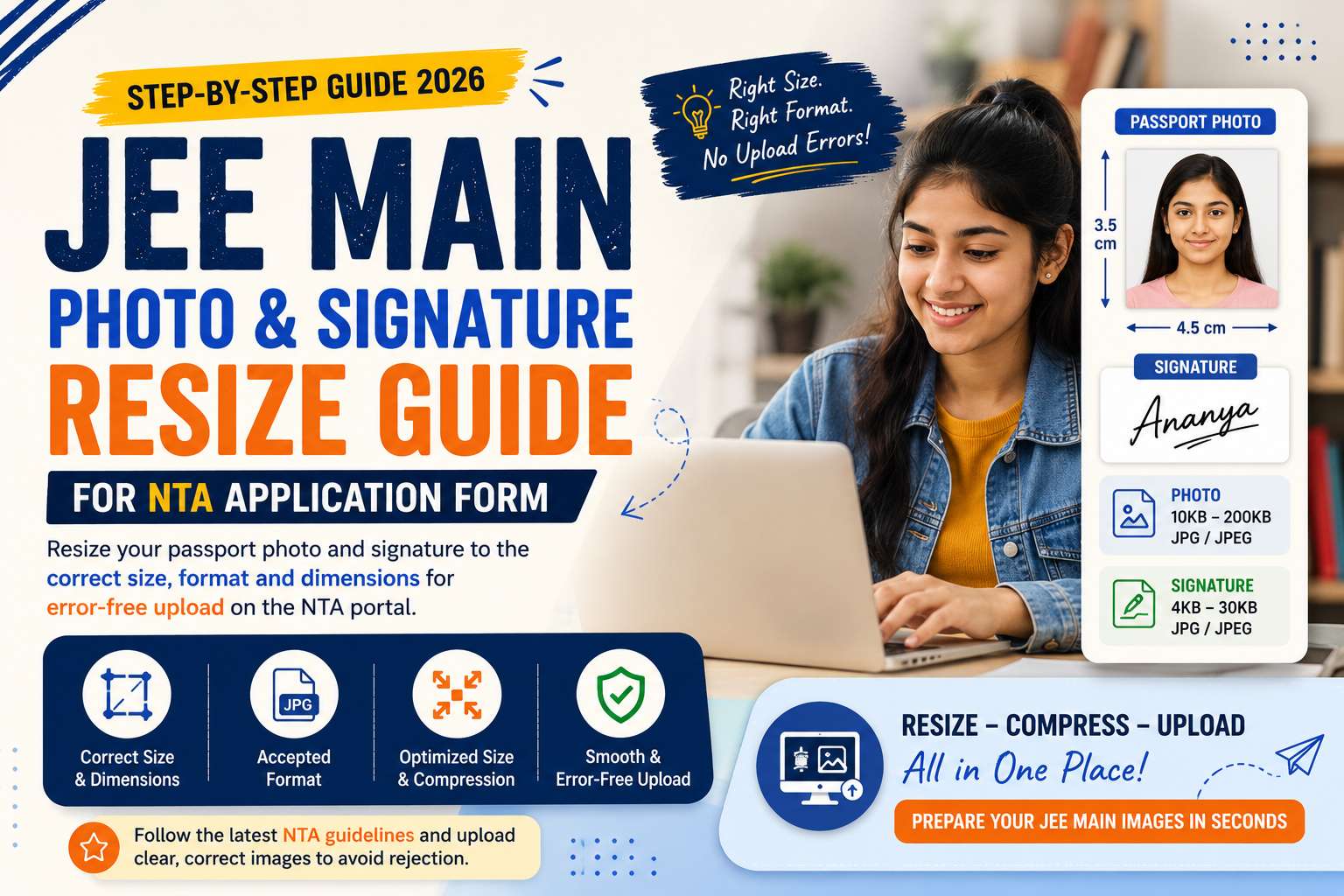 Resize JEE Main Photo and Signature Online for NTA Form 2026